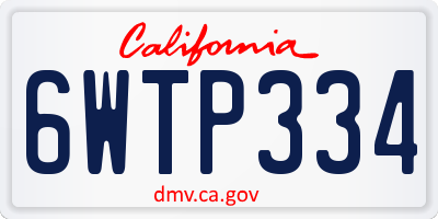 CA license plate 6WTP334