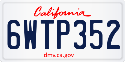 CA license plate 6WTP352