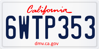 CA license plate 6WTP353