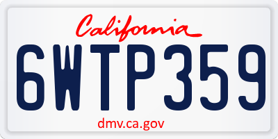CA license plate 6WTP359