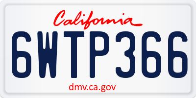 CA license plate 6WTP366