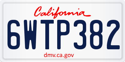 CA license plate 6WTP382