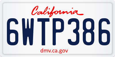 CA license plate 6WTP386