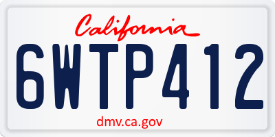 CA license plate 6WTP412