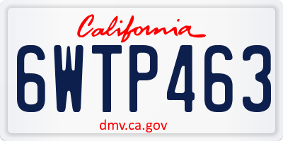 CA license plate 6WTP463