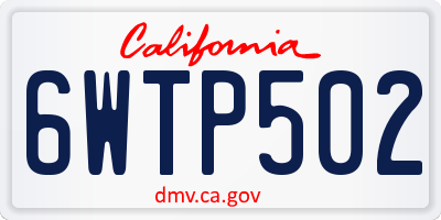 CA license plate 6WTP502