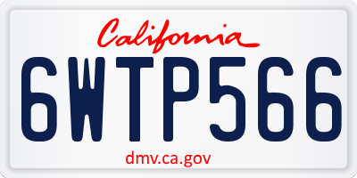 CA license plate 6WTP566