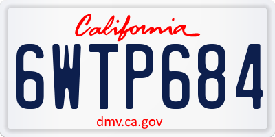 CA license plate 6WTP684