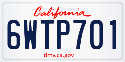 CA license plate 6WTP701