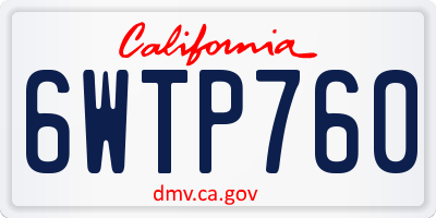 CA license plate 6WTP760