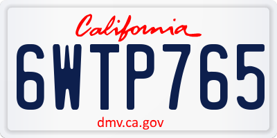CA license plate 6WTP765