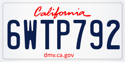 CA license plate 6WTP792