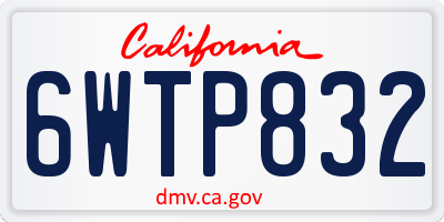CA license plate 6WTP832