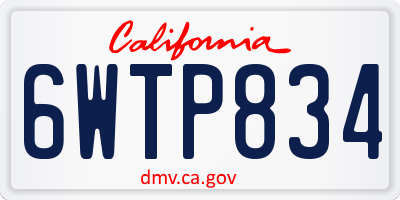 CA license plate 6WTP834