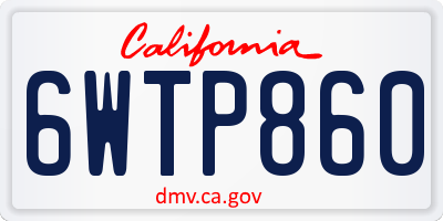 CA license plate 6WTP860