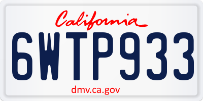 CA license plate 6WTP933