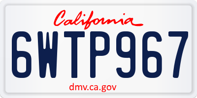 CA license plate 6WTP967