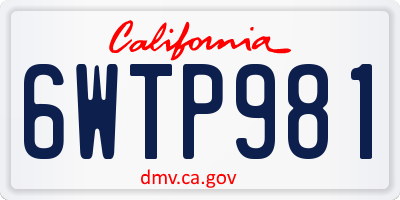 CA license plate 6WTP981