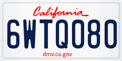 CA license plate 6WTQ080