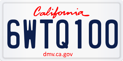 CA license plate 6WTQ100