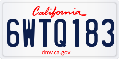 CA license plate 6WTQ183