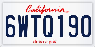 CA license plate 6WTQ190