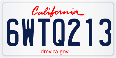 CA license plate 6WTQ213