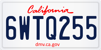 CA license plate 6WTQ255