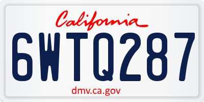 CA license plate 6WTQ287