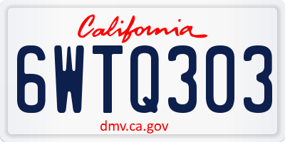 CA license plate 6WTQ303