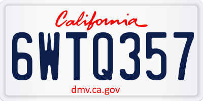 CA license plate 6WTQ357
