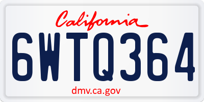 CA license plate 6WTQ364