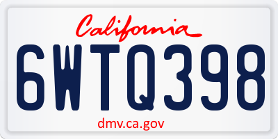 CA license plate 6WTQ398