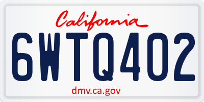 CA license plate 6WTQ402