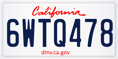 CA license plate 6WTQ478