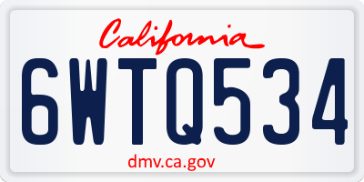 CA license plate 6WTQ534