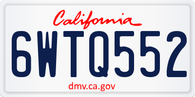 CA license plate 6WTQ552