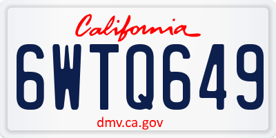 CA license plate 6WTQ649
