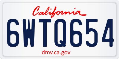 CA license plate 6WTQ654