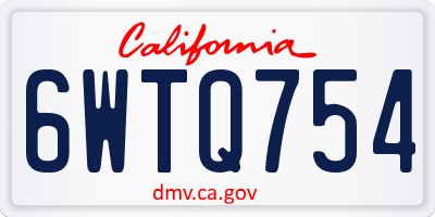 CA license plate 6WTQ754