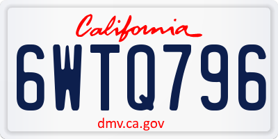 CA license plate 6WTQ796