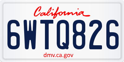 CA license plate 6WTQ826