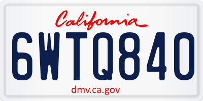 CA license plate 6WTQ840