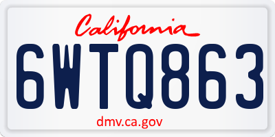 CA license plate 6WTQ863