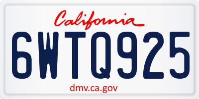 CA license plate 6WTQ925