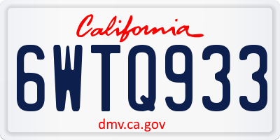 CA license plate 6WTQ933