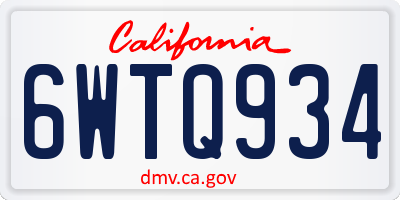 CA license plate 6WTQ934