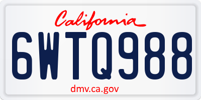 CA license plate 6WTQ988