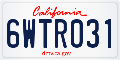 CA license plate 6WTR031