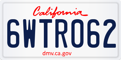 CA license plate 6WTR062